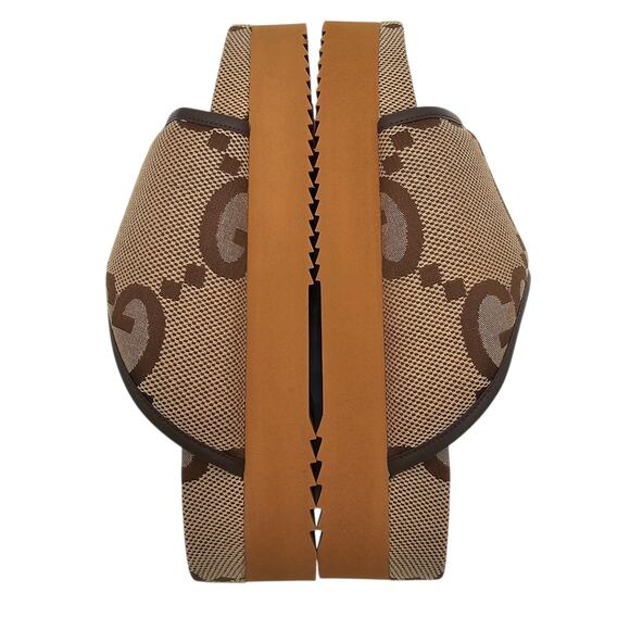 Gucci GG Jumbo Monogram Platform Slide Sandal Brown Tan Canvas Size 42 US 12 - Picture 9 of 13